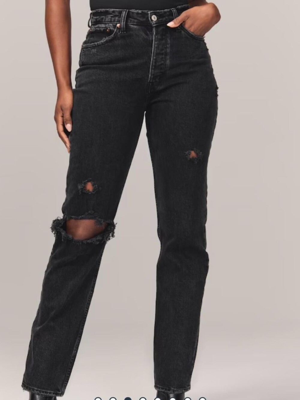 Abercrombie & Fitch The Dad High Rise Button Fly Straight Leg Jeans In 24